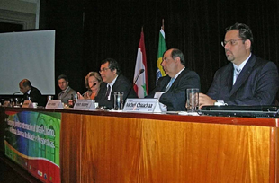 A partir da esquerda: Theophilo Miguel, Ali Daher, MAria Helena Cisne, André Fontes, Nelson Mofarrej e Michel Chaachaa