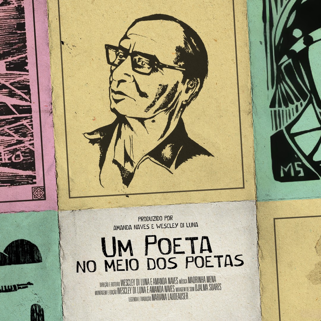 Foto de várias capas de cadernos de cordel. Em destaque, uma capa com o desenho da efígie do poeta Gonçalo Ferreira da Silva